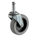 A Hobart grey caster wheel with a metal stem.