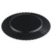 A WNA Comet Classicware EcoSense black plastic plate with a swirl design.