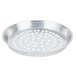 An American Metalcraft silver round metal pizza pan with holes.