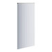 A white and silver striped Kason Easimount strip curtain hanging on a white wall.