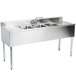 a stainless steel sink with a faucet