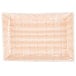 A Tablecraft rectangular woven rattan-like bread basket with a white surface.