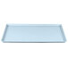 A sky blue rectangular tray with a white background.