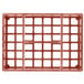 A red polyethylene grid with white squares and holes.