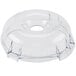 A clear plastic container with a lid and a hole in the bottom.