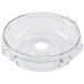 A clear plastic container with a hole and a lid.