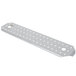 A close-up of a Vollrath stainless steel long steam table pan false bottom with holes.