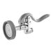 A chrome plated T&S pre-rinse spray valve with a disc and handle.