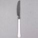 A WNA Comet Reflections Duet stainless steel look plastic knife with a white handle and silver blade.