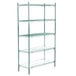 A Metroseal 3 wire shelving unit with four shelves.