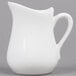 An American Metalcraft white porcelain bell creamer with a handle.