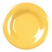 A close-up of a yellow Thunder Group wide rim melamine plate.