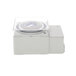 A white Grasslin timer with a plastic cover.