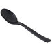 A black plastic spoon with a long curved handle.