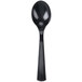 A WNA Comet Classicware EcoSense black plastic spoon with a long black handle.