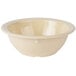 A tan melamine bowl with a rim.