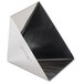 A stainless steel triangle shaped Ateco small pyramid mold.