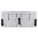 A white rectangular Continental baby changing table with black metal hinges.
