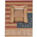 A cardboard bakery box with a vintage American flag design on the front.