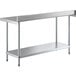A Regency stainless steel work table with a shelf.