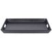 A black rectangular GET room service tray with handles.