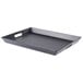 A black rectangular GET room service tray with handles.