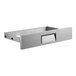 A silver metal True Refrigeration bottom drawer with a rectangular metal handle.