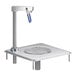 A silver metal Delfield self-contained water station with a blue handle.