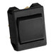 A black square rocker switch with a square black button.