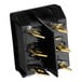 A black rectangular Ice-O-Matic Rocker Switch with gold metal parts and two pins.