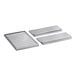 A set of three rectangular metal deflectors, including one with slotted openings and two solid pieces.