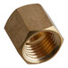 A close-up of the brass threaded nut on an American Range pilot burner.