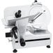 A silver Globe meat slicer with a metal blade.