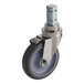 A stainless steel Alto-Shaam caster with a metal wheel and bolt.