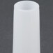 An Avantco white cylindrical sausage stuffer tube with a black handle on a gray surface.