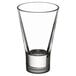 A close-up of a clear Libbey tall shot glass.