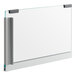 A rectangular piece of clear inner glass with metal and plastic mounting brackets on the edges.