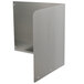 A silver metal wall mounted splash shelf for a mop sink with screws.