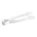 A white plastic tongs with a flat grip handle.