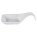 A CAC porcelain spoon with a curved handle and spoon shaped dish.