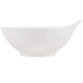 A close up of a blue and white Thunder Group Blue Bamboo melamine sauce bowl.