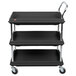 Metro BC2030-3DBL Black Utility Cart with Three Deep Ledge Shelves - 32 3/4 inch x 21 1/2 inch