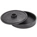 A round black polyethylene bowl with a round lid.