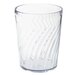 A clear plastic tumbler with wavy lines.