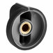 A black and grey circular Hobart speed control knob with a gold center.