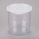 A clear plastic container with a white lid.