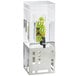 A Cal-Mil stainless steel beverage dispenser with kiwi fruit in the infusion chamber.
