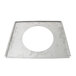 A metal frame with a white circle and a hole in the middle.