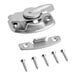 A close-up of a stainless steel LTH DR W drawer latch with screws and nuts.