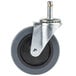 A Cambro 4" swivel caster with a metal wheel and black and grey accents.